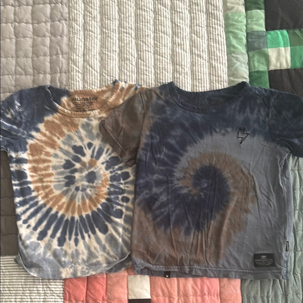 Munster Kids Spiral Tie-Dye Tees - Blue and Brown